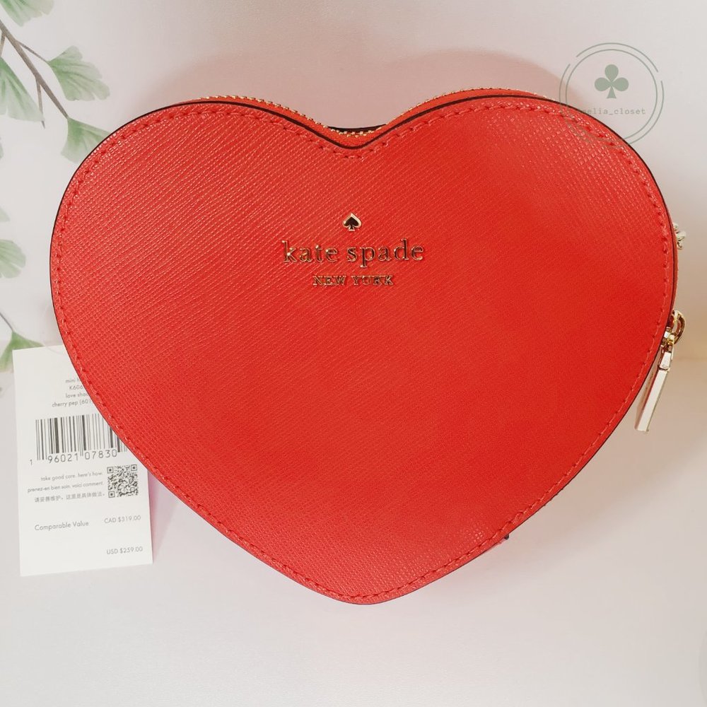 MAKE AN OFFER Kate Spade New York Love Shack Mini Heart Crossbody Bag Cherry